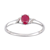 0.47ct Oval Ruby and Pave Set Diamond Ring in UK Hallmarked 9ct White Gold